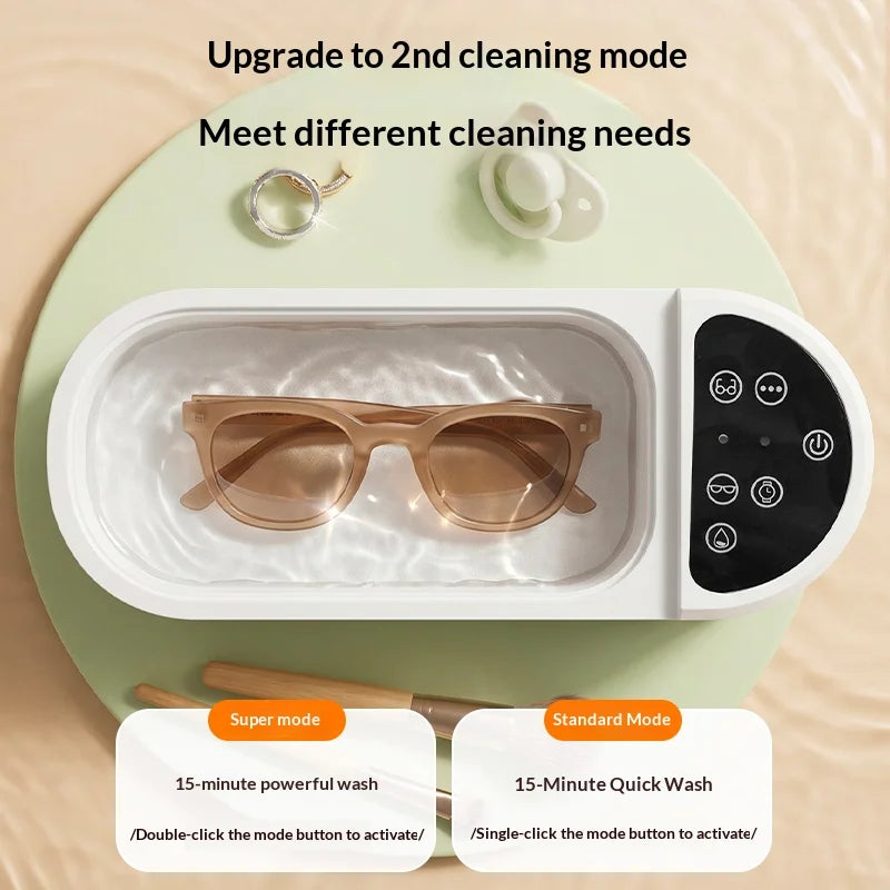 New Portable Ultrasonic Cleaner, 2 Modes USB Recharge, Cleans Jewelry & Eyeglasses, Great for Home & Travel Daily Care Use
