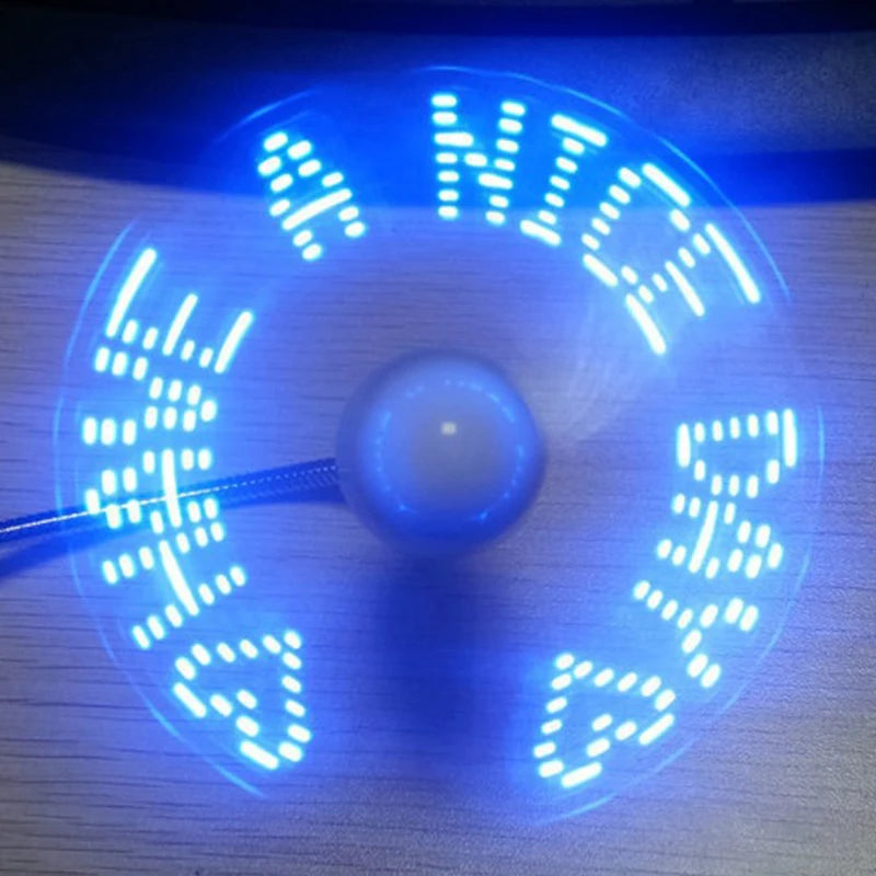 Hand Display Mini USB Fan Portable Gadgets Flexible LED Clock Cool For Laptop PC