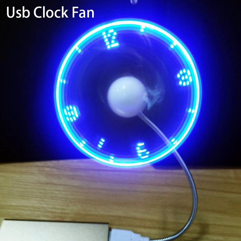 Hand Display Mini USB Fan Portable Gadgets Flexible LED Clock Cool For Laptop PC