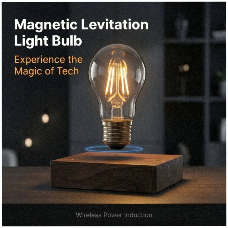 Magnetic Levitating Floating Wireless LED Light Bulb Desk Lamp for Unique Gifts Room Night Light Home Office Decor Tech Toy